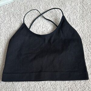 Colsie Black Cropped Ribbed Camisole